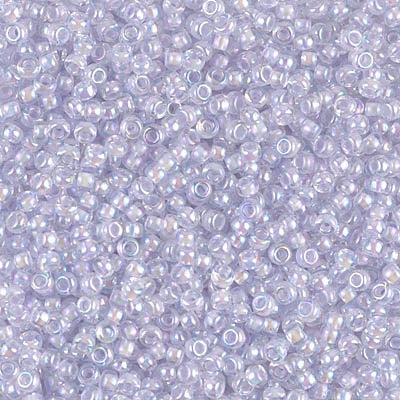 Miyuki 11 Round Seed Bead, 11-2211, Pale Violet Lined Crystal AB, 13 grams