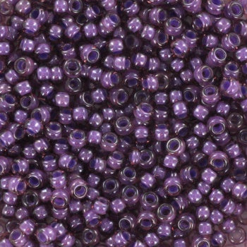 Miyuki 11 Round Seed Bead, 11-2264, Fancy Lined Lavender, 13 grams