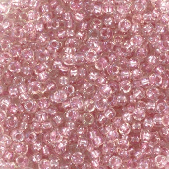 Miyuki 11 Round Seed Bead, Fancy Lined Soft Pink, #3639, 13 grams