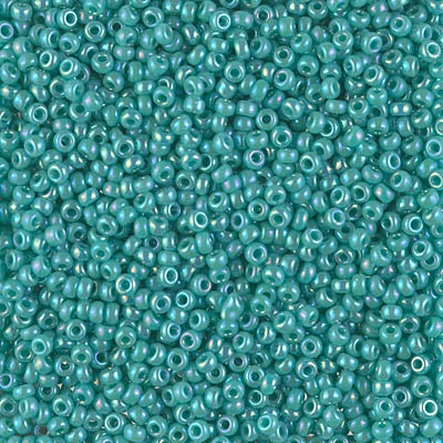 Miyuki 11 Round Seed Bead, 11-0481, Opaque Turquoise Green AB, 13 grams