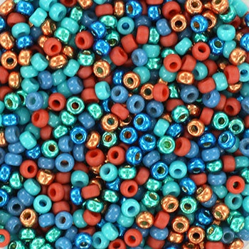 Miyuki 11 Round Seed Bead, Mix - Blue Corals, 22 grams