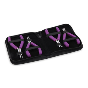 Beadalon Designer Series Pliers Kit, Purple Vinyl-Free Grips, 4 pc with Zip Pouch