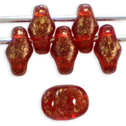 Superduo, Gold Marbled Siam Ruby, SDGM9008, 8 grams