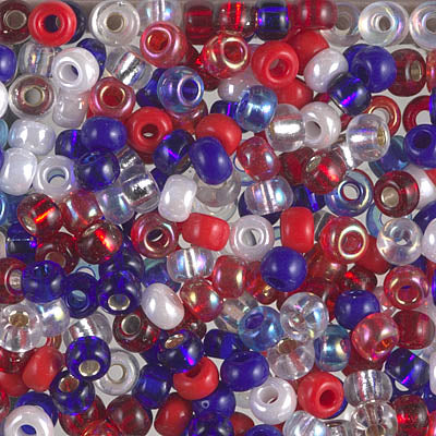 6/0 Miyuki Seed Beads, Mix - Fourth of July, 22 grams