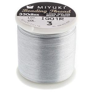 Silver Miyuki Nylon Beading Thread B, 50 meters