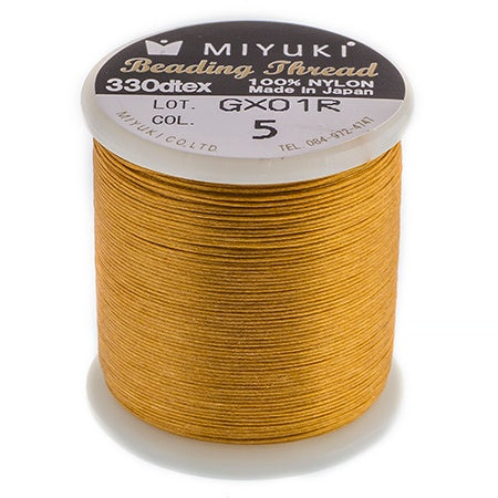 Gold Miyuki Nylon Beading Thread B, 50 meters