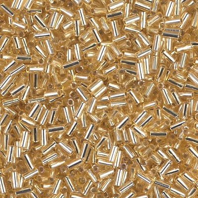 Miyuki 3mm (#1) Bugle Beads, Silver Lined Gold , BGL1-3, 8.5 grams