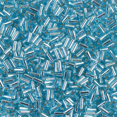 Miyuki 3mm (#1) Bugle Beads, Silver Lined Aqua (was BGL1-47) , BGL1-18, 8.5 grams