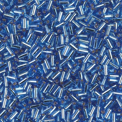 Miyuki 3mm (#1) Bugle Beads, Silver Lined Sapphire , BGL1-19, 8.5 grams