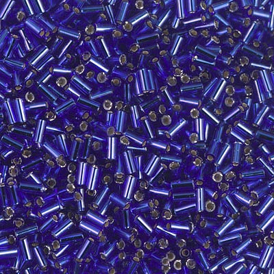 Miyuki 3mm (#1) Bugle Beads, Silver Lined Dark Sapphire (was BGL1-48) , BGL1-20, 8.5 grams