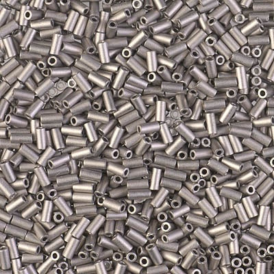 Miyuki 3mm (#1) Bugle Beads, Matte Nickel Plated , BGL1-190F, 8.5 grams