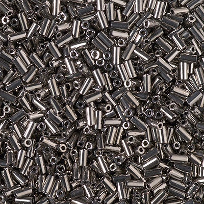 Miyuki 3mm (#1) Bugle Beads, Nickel Plated , BGL1-190, 8.5 grams