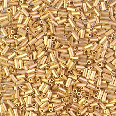 Miyuki 3mm (#1) Bugle Beads, 24kt Gold Plated , BGL1-191F, 8.5 grams