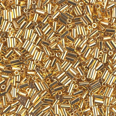 Miyuki 3mm (#1) Bugle Beads, 24kt Gold Plated , BGL1-191, 8.5 grams