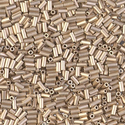 Miyuki 3mm (#1) Bugle Beads, Matte 24kt Gold Light Plated , BGL1-193F, 8.5 grams