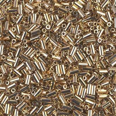 Miyuki 3mm (#1) Bugle Beads, 24kt Gold Light Plated , BGL1-193, 8.5 grams