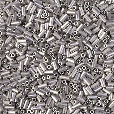 Miyuki 3mm (#1) Bugle Beads, Matte Palladium Plated , BGL1-194F, 8.5 grams