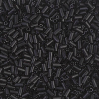 Miyuki 3mm (#1) Bugle Beads, Matte Black , BGL1-401F, 8.5 grams