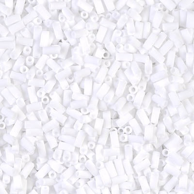 Miyuki 3mm (#1) Bugle Beads, Matte White , BGL1-402F, 8.5 grams