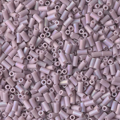 Miyuki 3mm (#1) Bugle Beads, Matte Opaque Mauve AB , BGL1-410FR, 8.5 grams