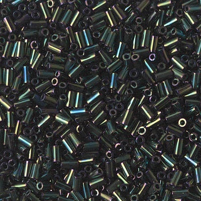 Miyuki 3mm (#1) Bugle Beads, Metallic Forest Green Iris, BGL1-453, 8.5 grams