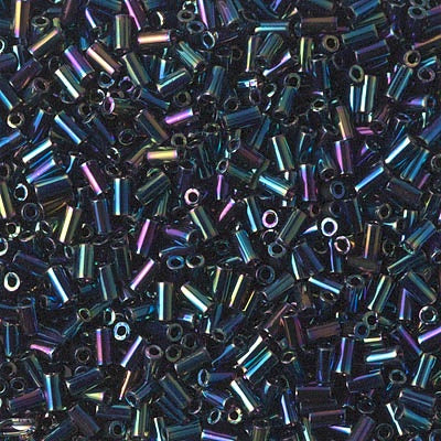 Miyuki 3mm (#1) Bugle Beads, Metallic Variegated Blue Iris , BGL1-455, 8.5 grams