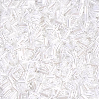 Miyuki 3mm (#1) Bugle Beads, White Pearl Ceylon , BGL1-528, 8.5 grams