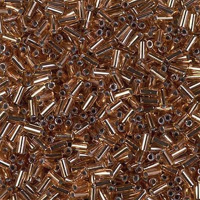 Miyuki 3mm (#1) Bugle Beads, Copper Lined Pale Amber , BGL1-971, 8.5 grams