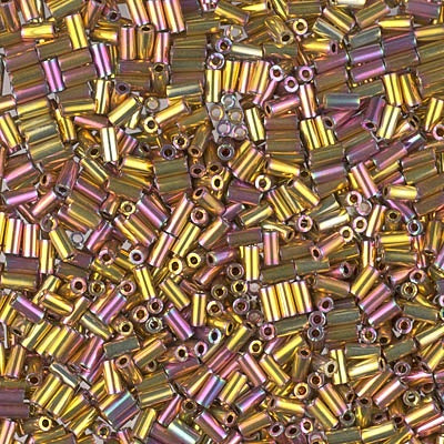 Miyuki 3mm (#1) Bugle Beads, 24kt Pink Gold Iris , BGL1-1985, 8.5 grams