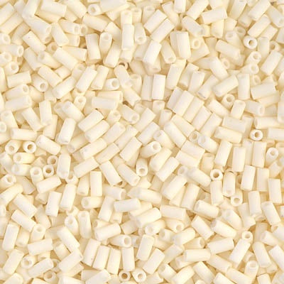 Miyuki 3mm (#1) Bugle Beads, Matte Opaque Cream , BGL1-2021, 8.5 grams