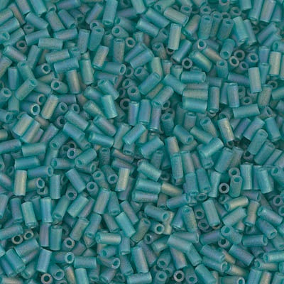 Miyuki 3mm (#1) Bugle Beads, Matte Transparent Teal AB , BGL1-2405FR, 8.5 grams