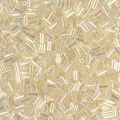 Miyuki 3mm (#1) Bugle Beads, Crystal Ivory Gold Luster , BGL1-2442, 8.5 grams