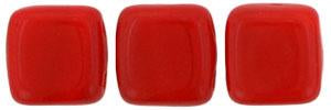 Czechmate 6mm Square Glass Czech Two Hole Tile Bead, Opaque Red, 9320