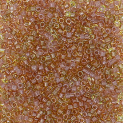 Miyuki Delica Bead Size 11, DB0987, Sparkling Lined Golden Peach Mix (Gold Rose Honey), 5 grams