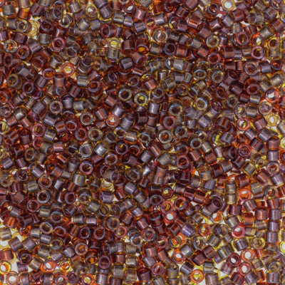 Miyuki Delica Bead Size 11, DB0990, Sparkling Lined Cranberry Harvest Mix (Red Olive Mauve), 5 grams