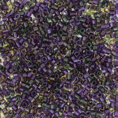 Miyuki Delica Bead Size 11, DB0991, Sparkling Lined Violet Dusk Mix (Purple Green Brown), 5 grams