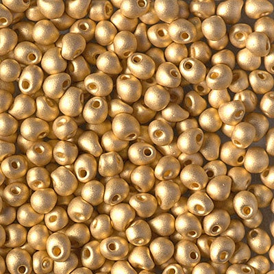 Miyuki 3.4mm Drop Bead, Matte 24kt Gold Plated, #191F, 5 grams