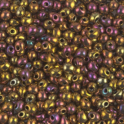 Miyuki 3.4mm Drop Bead, Metallic Gold Iris, #462, 5 grams