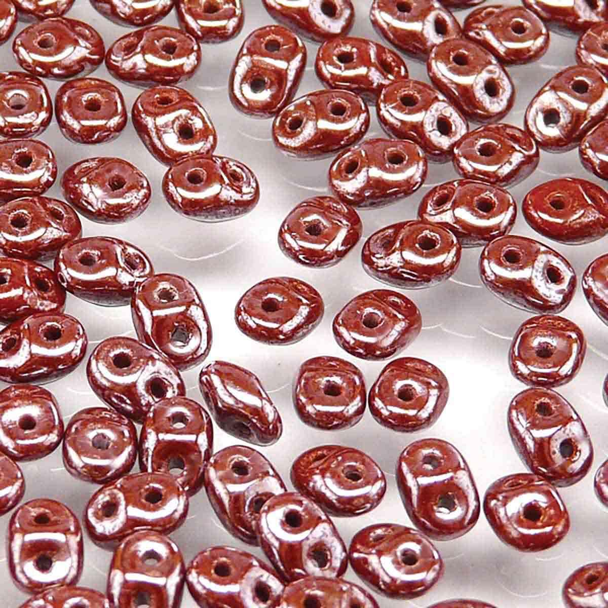 MiniDuo Beads, Opaque Chocolate White Luster, MSD1360-14400, 8 grams