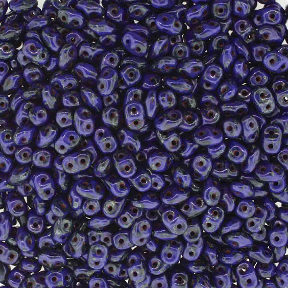 MiniDuo Beads, Opaque Blue Travertin, MSD3305-86800, 8 grams