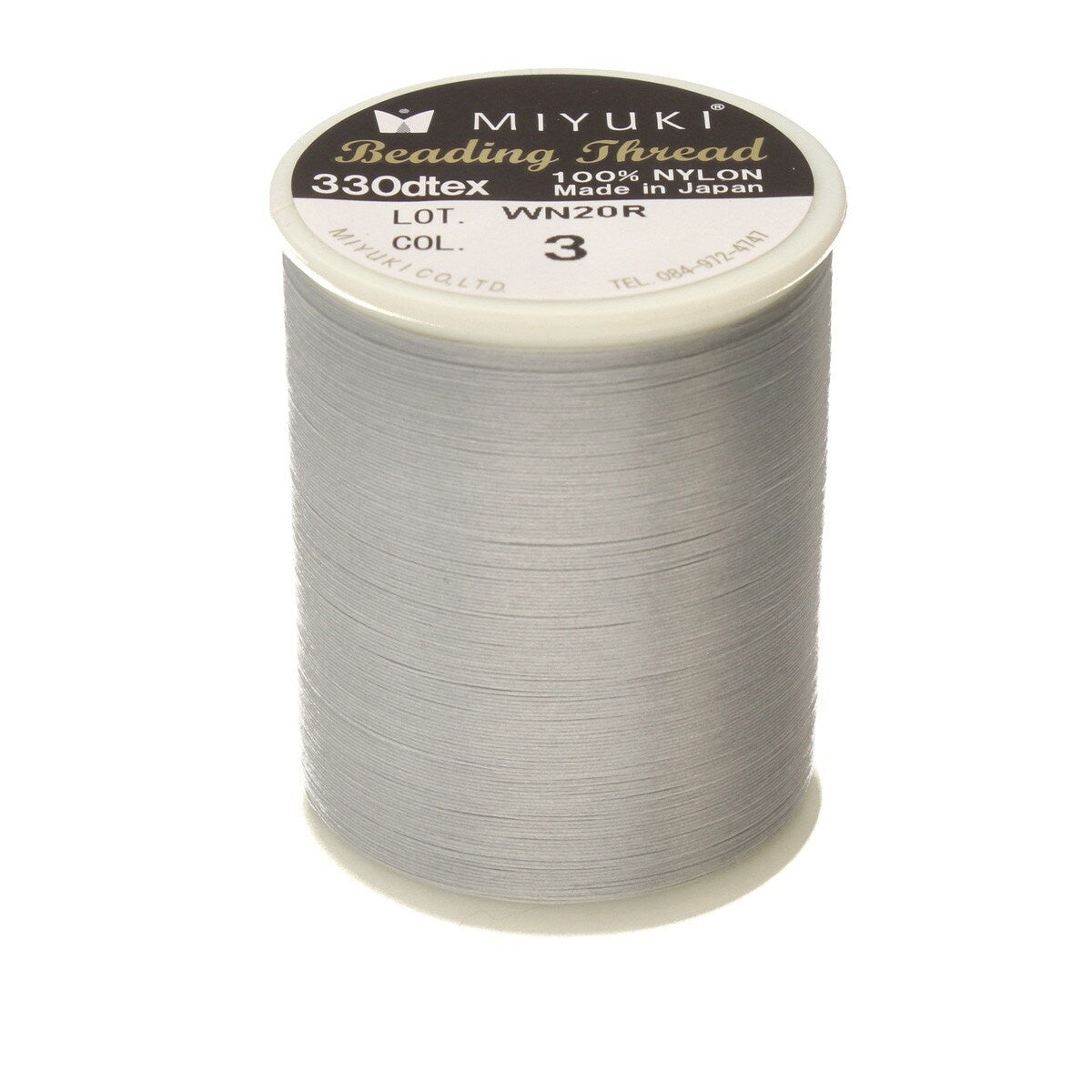 Silver Miyuki Nylon Beading Thread B, 500 meters