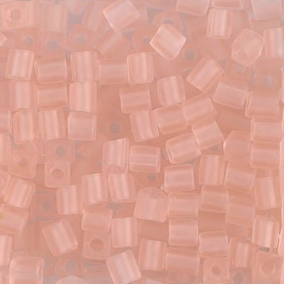 Miyuki 4mm Cube Bead, Matte Transparent Light Tea Rose, #155F, 5 grams