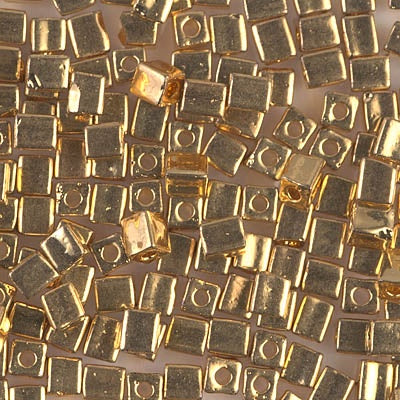 Miyuki 4mm Cube Bead, 24kt Gold Plated, #191, 5 grams