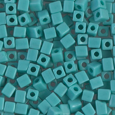 Miyuki 4mm Cube Bead, Opaque Turquoise Green, #412, 5 grams