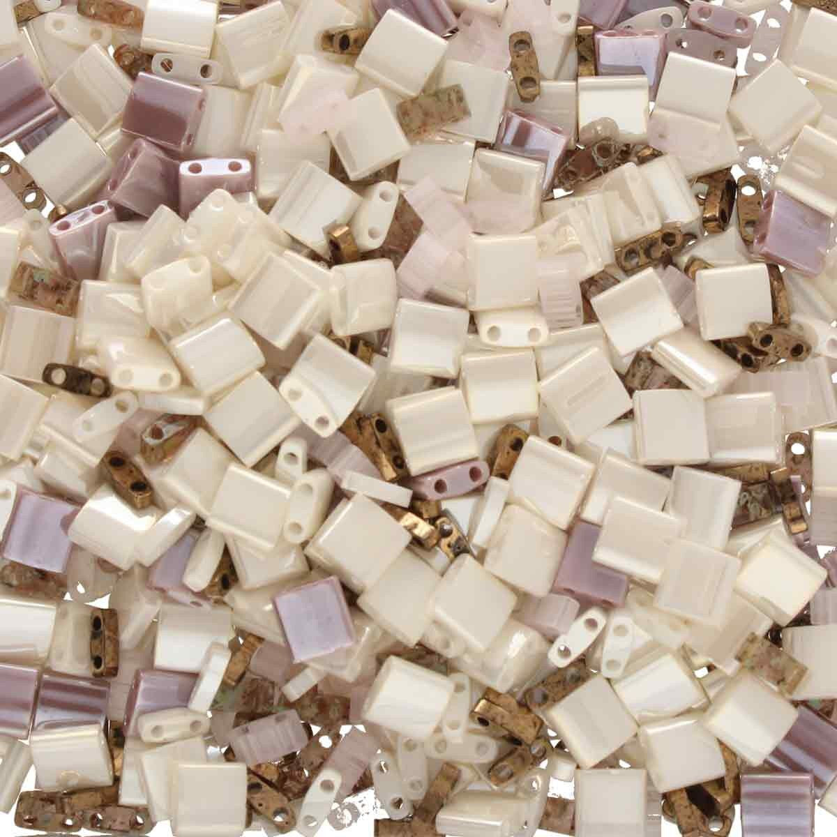 Miyuki Tila Bead Mix Gold and Creams, 7 grams