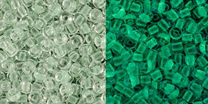 Toho 11/0 Round Japanese Seed Bead, #2722, Glow In The Dark Mint Green/Bright Green, 13 grams