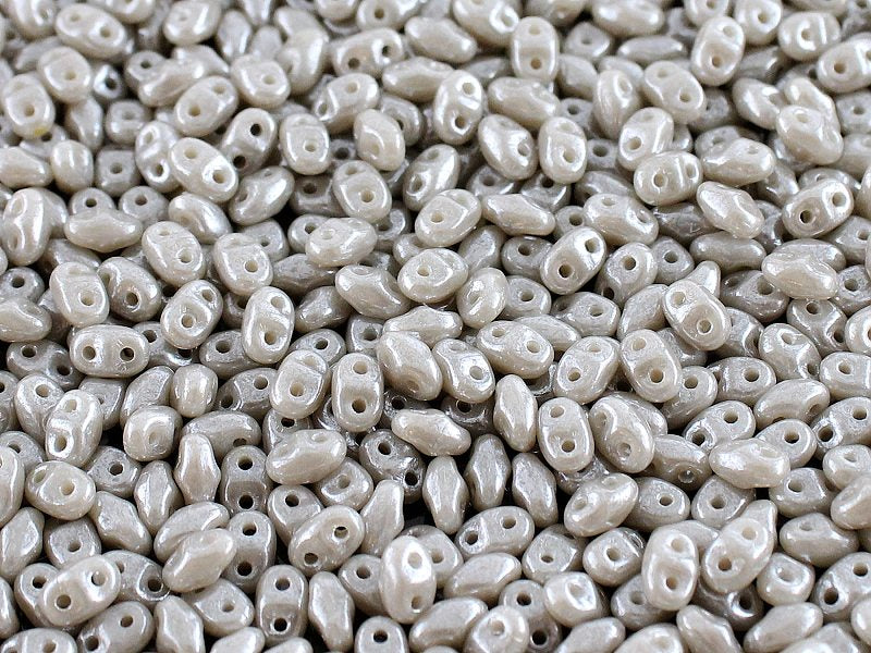 MiniDuo Beads, Opaque Grey White Luster, MSD4302-14400, 8 grams