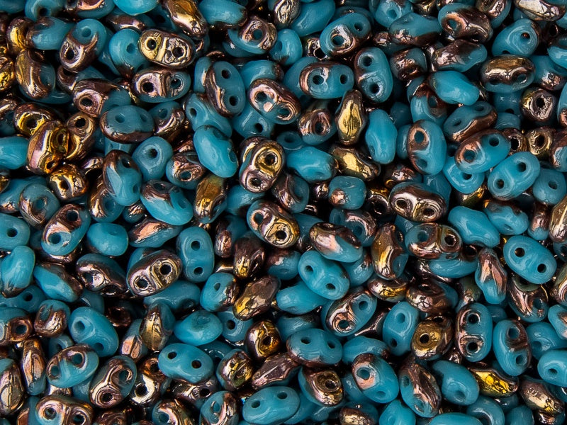 MiniDuo Beads, Turquoise Blue Capri Gold, MSD6303-27101, 8 grams