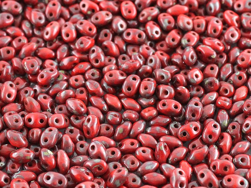 MiniDuo Beads, Coral Red Travertin Dark, MSD9320-86805, 8 grams