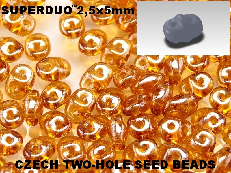 Superduo, Topaz White Luster, SD1006-14400, 8 grams